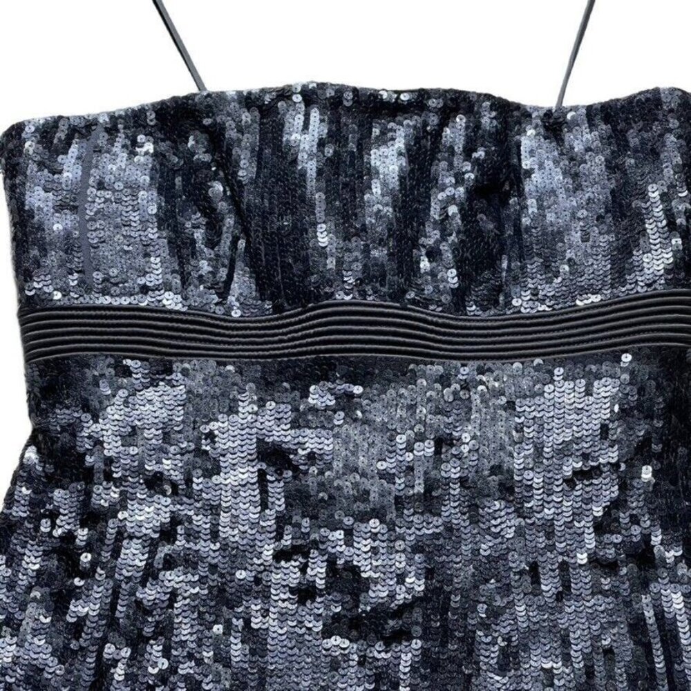 Strapless Black Sequin Cocktail Dress Knee-Length by BADGLEY MISCHKA - Picture 10 of 14